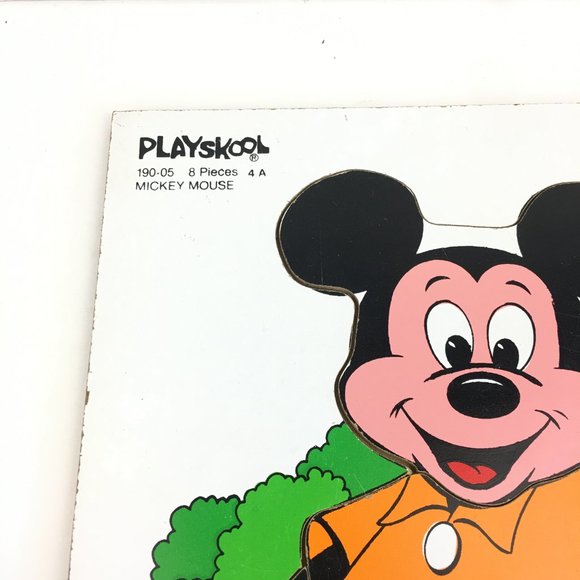 Vtg Mickey Mouse 8 Piece Wooden‎ Puzzle Wave Yellow Shirt Playskool Disney - Picture 7 of 9
